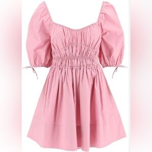STAUD Mini Faye Puff Sleeve Dress Pink XS